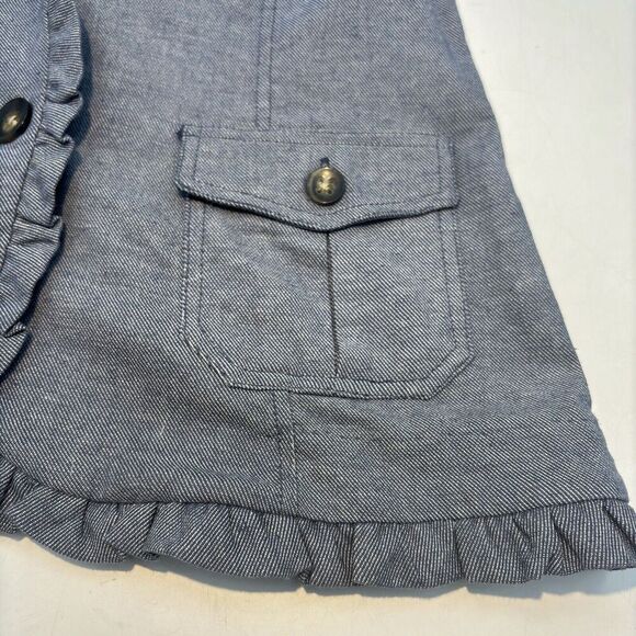 maurices Cotton Denim Blue  Blazer Cotton With Ruche Sleeves  2 Front Pocket Med - Picture 9 of 15